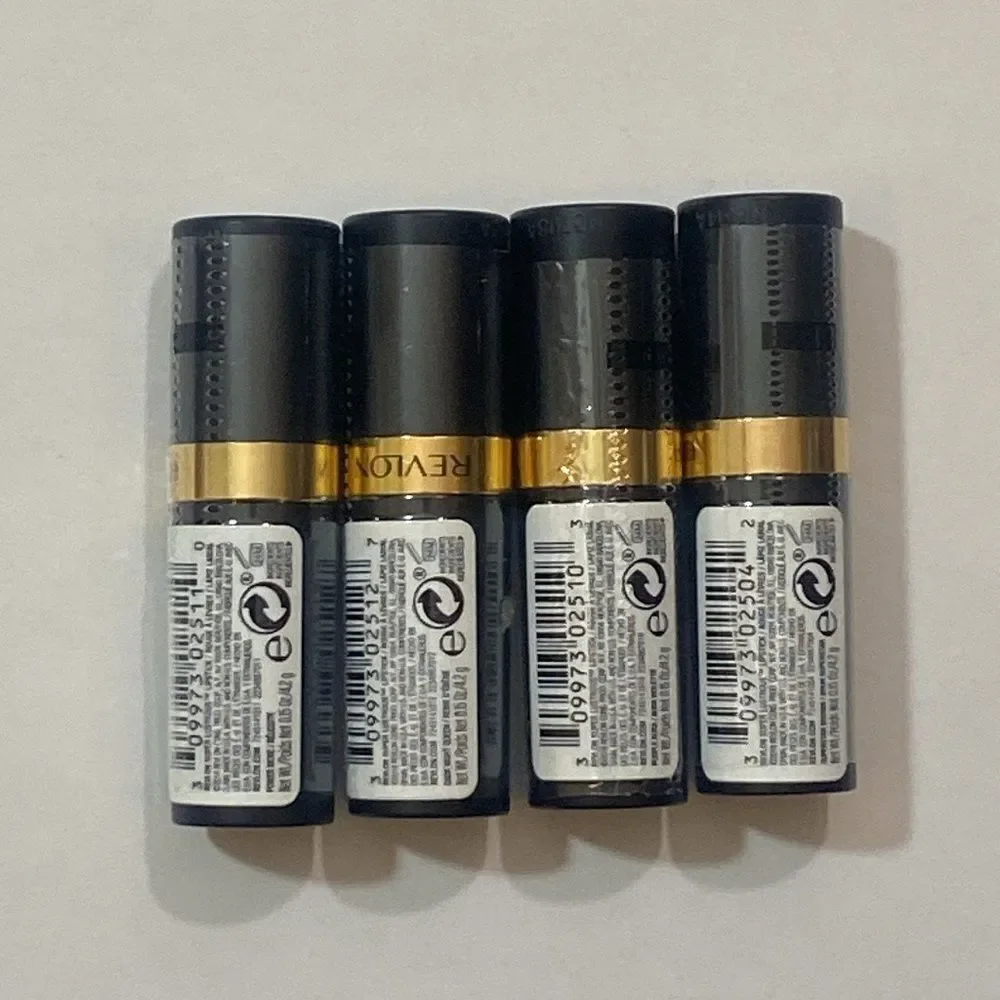 Revlon Matte Lipstick Set 4 Dark Night, Purple Aura, Superstar Brown, Power Move